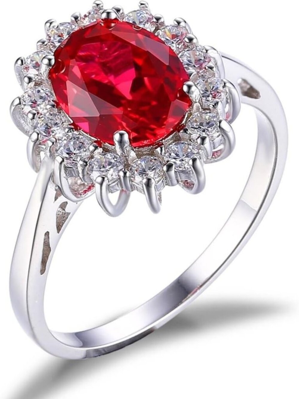 Elegant Gemstone Halo Engagement Ring - Birthstone & Sapphire, 14K Gold Plated